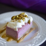 Strawberry cake topped with nuts