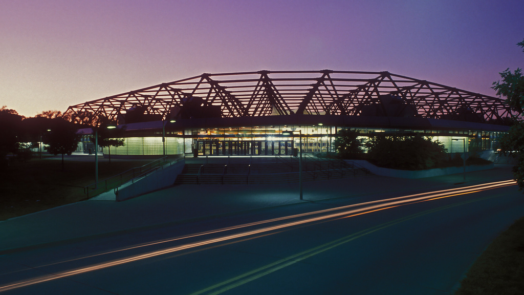 Carver Hawkeye Arena at night