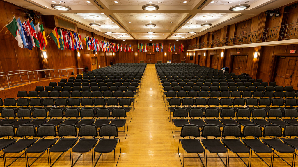 Ballroom with flags